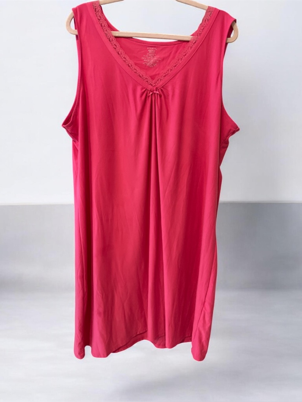 George Sleeveless Chemise in Bright Pink with Lace Trim